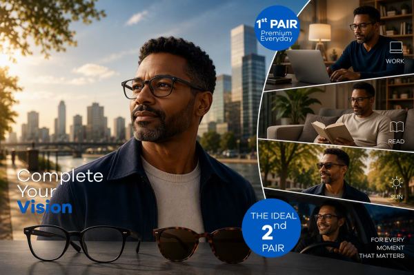 Complete Your Vision: one pair for everyday, a 2nd pair for every moment that matters